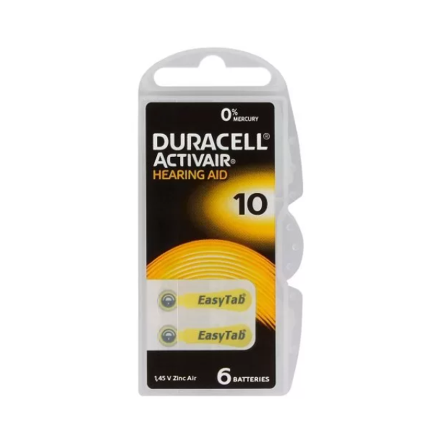 Duracell Hearing Aid Battery 10 – PR70 (Zinc Air, 1.45V)