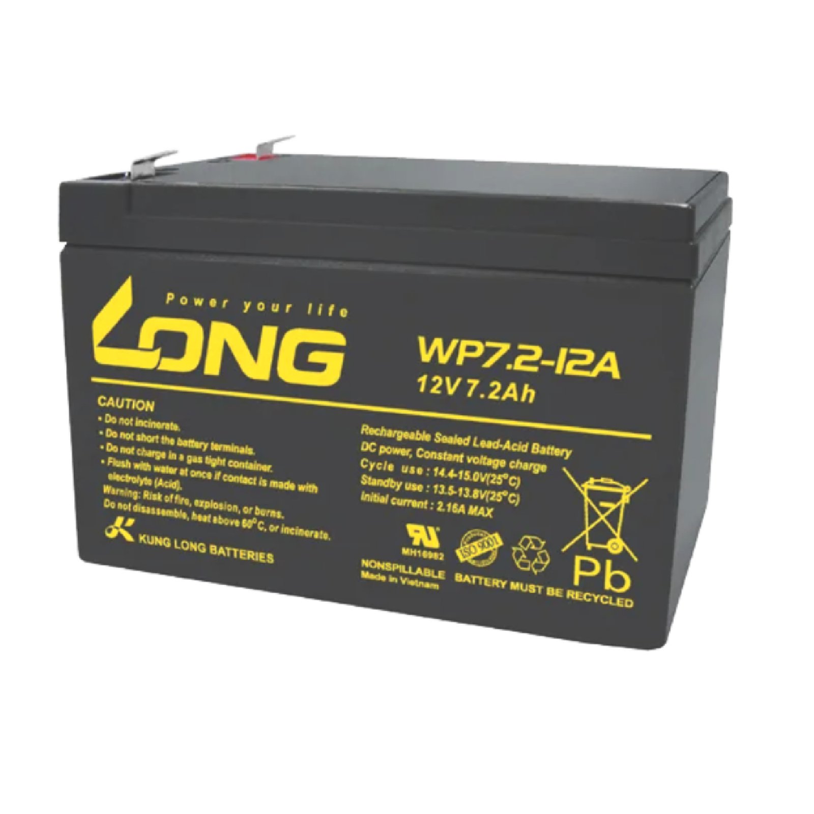 LONG WP7.2-12A 12V 7.2Ah Sealed Lead-Acid Battery